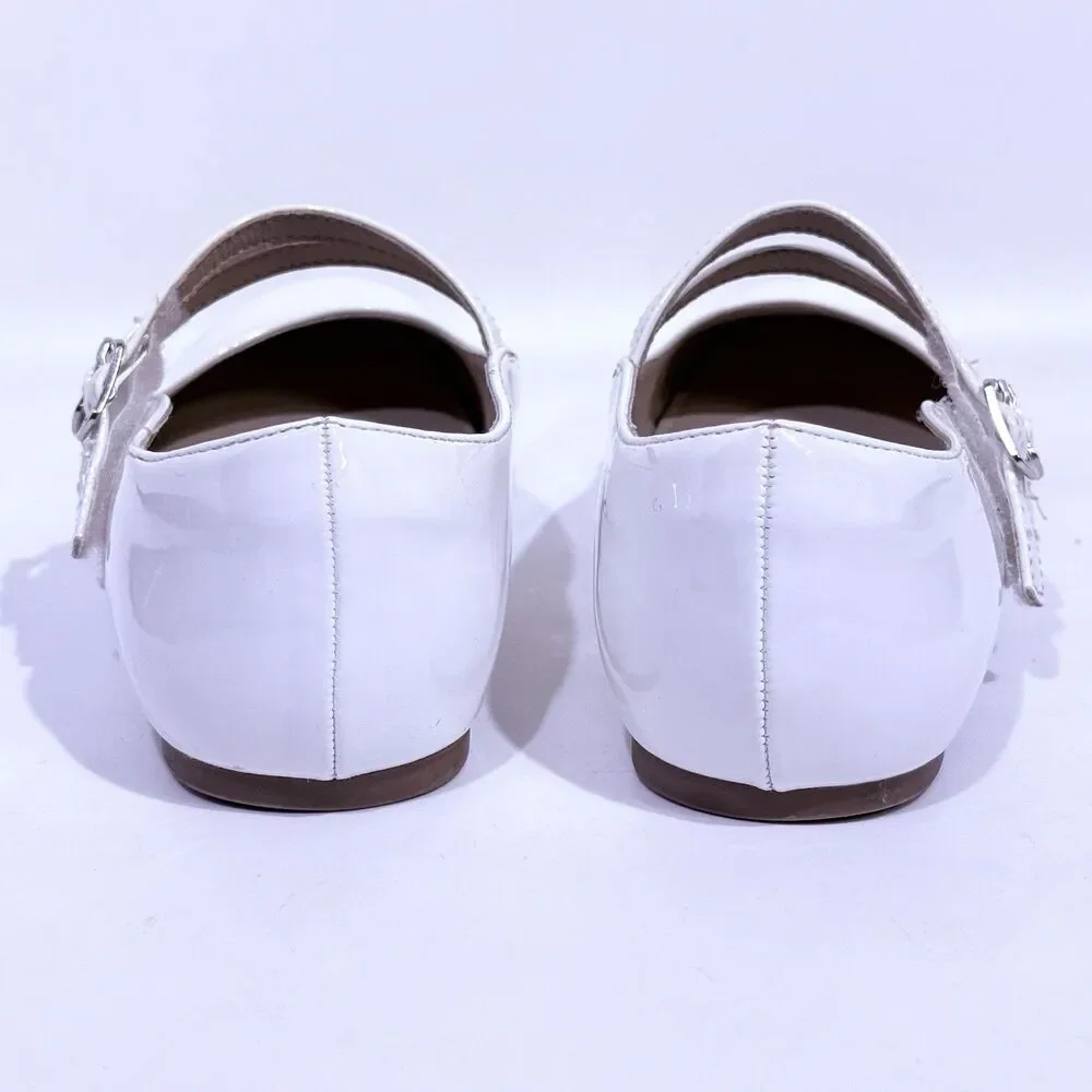 Girls Dress Shoes Mary Jane Flat Shoes Ballerina Flat for Party White Size 2